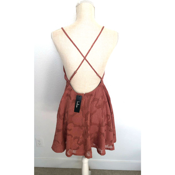 Lulu's Beauty Rose Pink Burnout Floral Mini Skater Dress - S - Picture 6 of 9